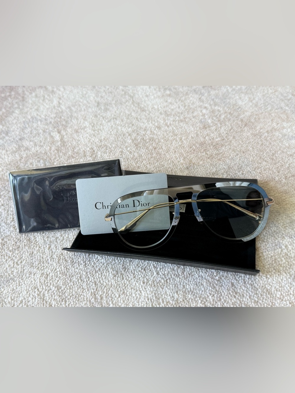 Christian Dior Aviator Eyeglasses Grey Marble Gold Frame 57-17 Made in Italy - Picture 3 of 10